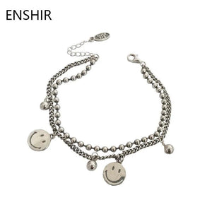 Smiling Face Bracelet Double Layer Beads Chain Jewelry