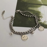 Smiling Face Bracelet Double Layer Beads Chain Jewelry