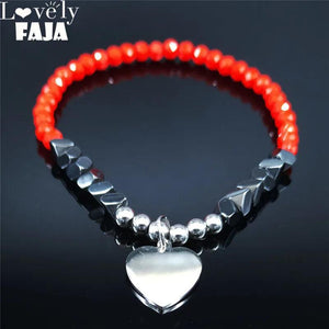 Silver Heart Beads Bracelet for Women Jewelry