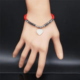 Silver Heart Beads Bracelet for Women Jewelry