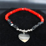 Silver Heart Beads Bracelet for Women Jewelry