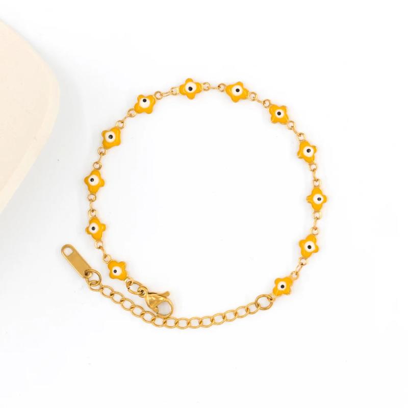 Colorful Evil Eye Charm Bracelet Women Round Beads Bangle