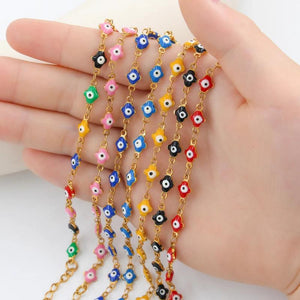 Colorful Evil Eye Charm Bracelet Women Round Beads Bangle