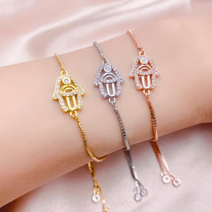 Ethnic Fatima Hand Charm Bracelet Copper Chain Jewelry