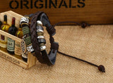 Jesus Fish Multilayer Bracelet Wrap Vintage Braided Leather Charms Beads Bangle
