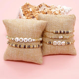 Heart Beaded Stainless Steel Bracelet Vintage Bangle Jewelry