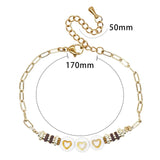 Heart Beaded Stainless Steel Bracelet Vintage Bangle Jewelry