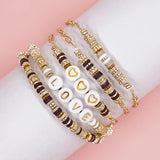 Heart Beaded Stainless Steel Bracelet Vintage Bangle Jewelry
