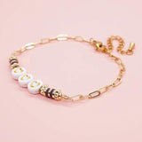 Heart Beaded Stainless Steel Bracelet Vintage Bangle Jewelry