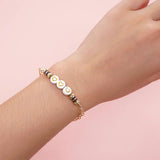 Heart Beaded Stainless Steel Bracelet Vintage Bangle Jewelry