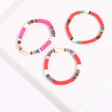 Colorful Polymer Clay Shell Bracelet Adjustable Elastic Beach Jewelry
