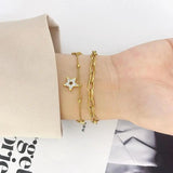 316L Stainless Steel Star Zircon Double Layer Geometric Chain Bracelet