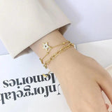 316L Stainless Steel Star Zircon Double Layer Geometric Chain Bracelet