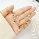 316L Stainless Steel Star Zircon Double Layer Geometric Chain Bracelet