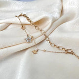 316L Stainless Steel Star Zircon Double Layer Geometric Chain Bracelet
