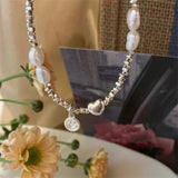 Retro Sweet Metal Pearl Love Heart Bracelet