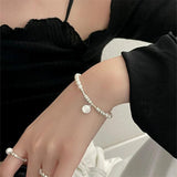 Retro Sweet Metal Pearl Love Heart Bracelet