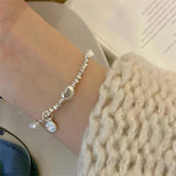Retro Sweet Metal Pearl Love Heart Bracelet