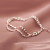 Silver Bracelets for Women Multilayer Chains Jewelry