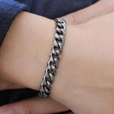 Gray Retro Chain Bracelet Stainless Steel Punk Style