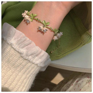 Kpop Forest Orchid Bracelet For Women - Adjustable Rope Hand Acc