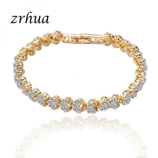 CZ Women Bracelets Heart Shape Gold/Silver Jewelry for Statement Engagement