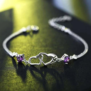 Charming Crystal Heart Bracelet - Double Heart Hand Chain