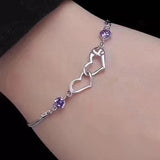 Charming Crystal Heart Bracelet - Double Heart Hand Chain