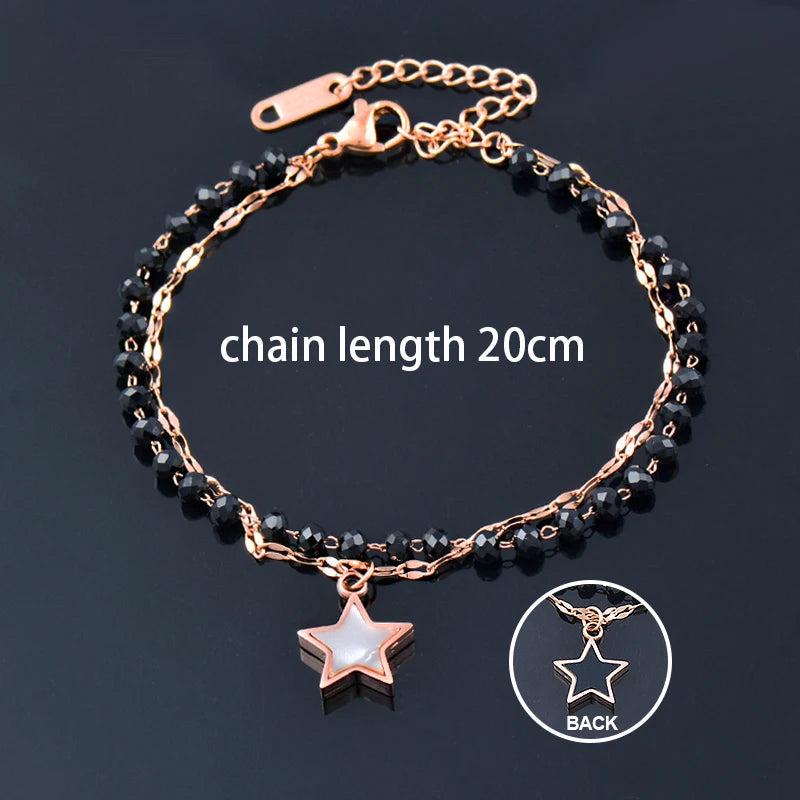 Punk Stainless Steel Bracelets For Women Star Rose Bracelets