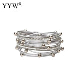 Bohemia Boho Pu Leather Bracelets Women Ladies Simulated Pearl Multilayer Bangle