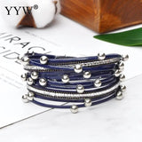 Bohemia Boho Pu Leather Bracelets Women Ladies Simulated Pearl Multilayer Bangle