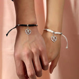 2 PCS Heart Women's Bracelet Key Rhinestone Bow Bracelet