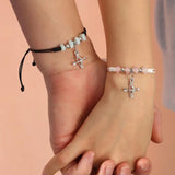 2 PCS Heart Women's Bracelet Key Rhinestone Bow Bracelet