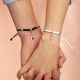 2 PCS Heart Women's Bracelet Key Rhinestone Bow Bracelet