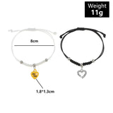 2 PCS Heart Women's Bracelet Key Rhinestone Bow Bracelet