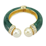 Pearl Cuff Bracelets Women Charm Oil-spot Glaze Statement Bangles