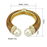 Pearl Cuff Bracelets Women Charm Oil-spot Glaze Statement Bangles