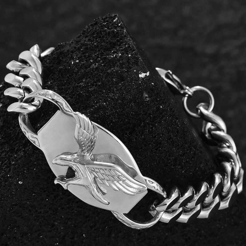 Engraved Eagle Titanium Steel Men Bracelet Party Gift