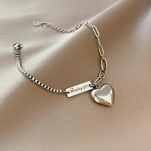 316L Stainless Steel Love Heart Letter Bracelet for Women