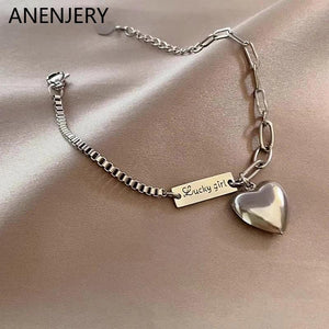316L Stainless Steel Love Heart Letter Bracelet for Women