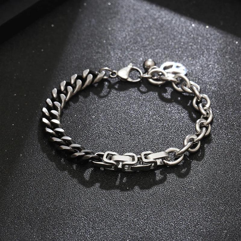 Vintage Peace Sign Men Punk Rock Bracelet Bangle Jewelry