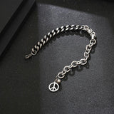 Vintage Peace Sign Men Punk Rock Bracelet Bangle Jewelry