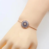 Adjustable Chain Micro Pave CZ Zircon Eyes Charm Bracelet