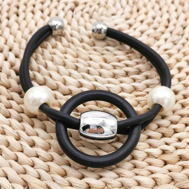 Vintage Alloy Pearl Bangle Boho Jewelry Bracelet Gift