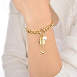 316L Stainless Steel Pearl OT Shape Buckle Tassel Oval Pendant Bracelet