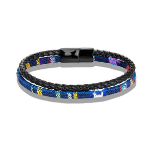 Boho Leather Rope Bracelet Stainless Steel Buckle Couple Bracelets