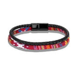 Boho Leather Rope Bracelet Stainless Steel Buckle Couple Bracelets
