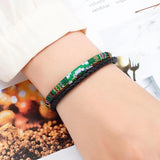 Boho Leather Rope Bracelet Stainless Steel Buckle Couple Bracelets