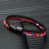 Boho Leather Rope Bracelet Stainless Steel Buckle Couple Bracelets