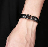 Stylish Leather Bracelet with Stainless Steel Charm